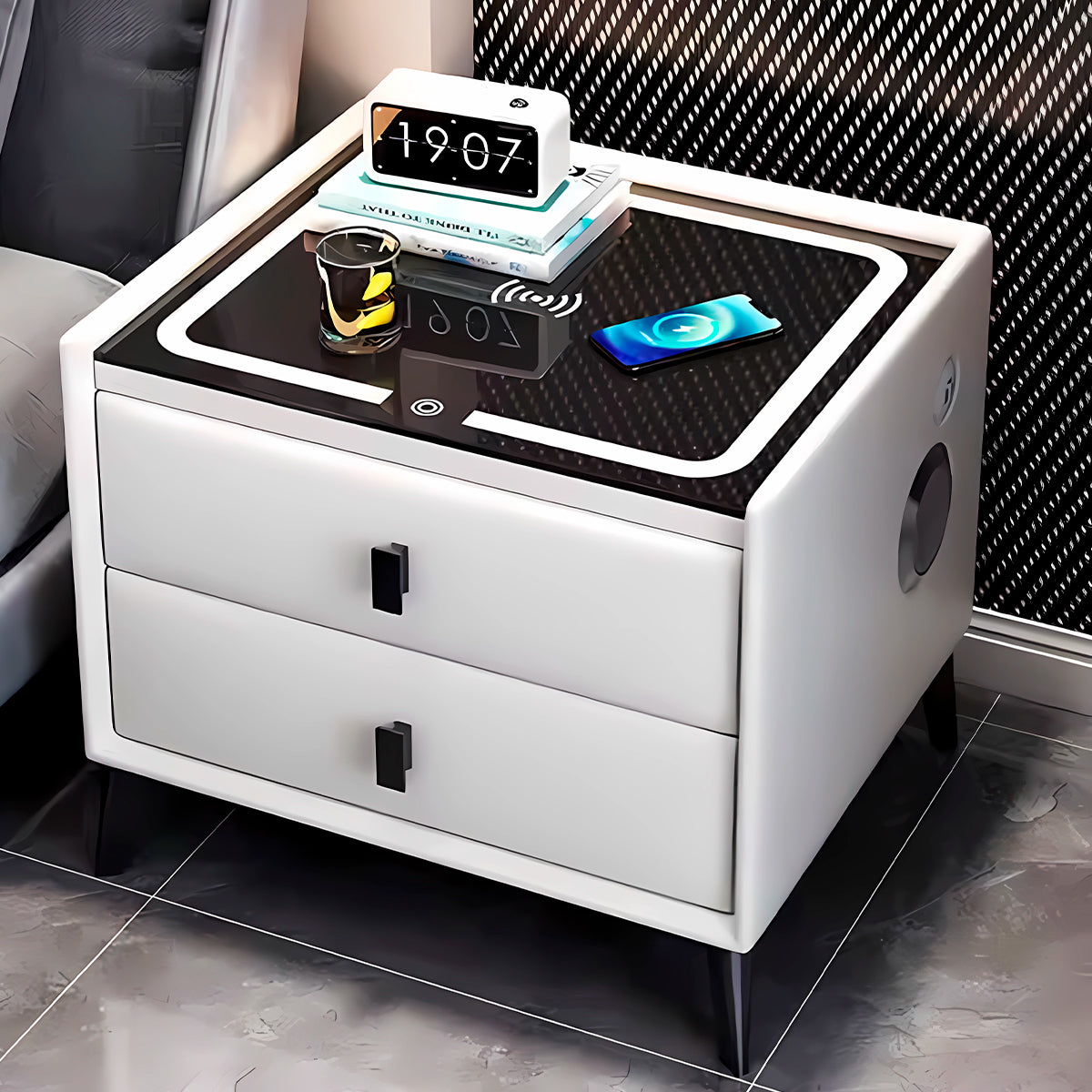 Mesa de Noche Velador Smart Carga Inalámbrica Altavoz