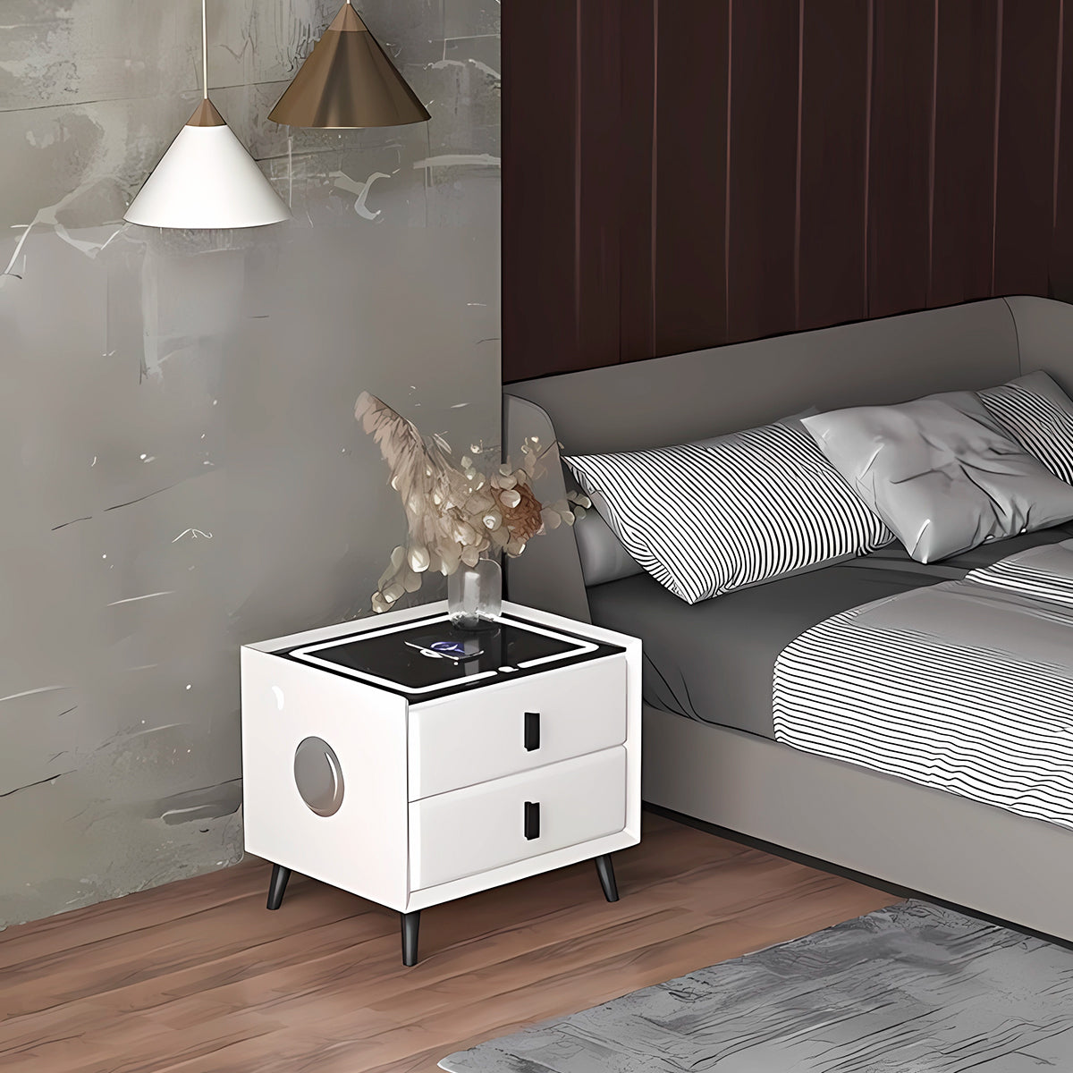 Mesa de Noche Velador Smart Carga Inalámbrica Altavoz