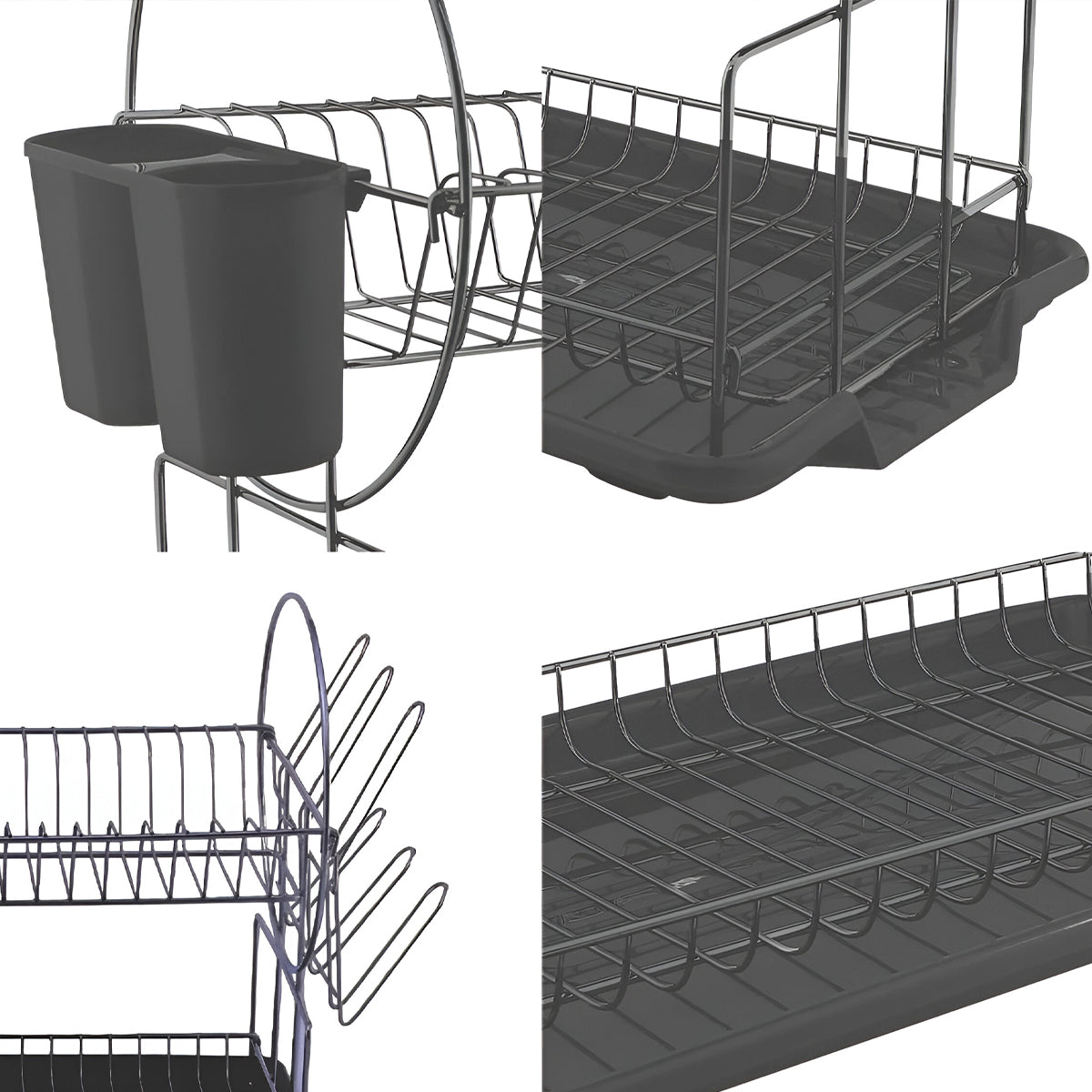 Escurridor para platos de acero inoxidable de 2 capas