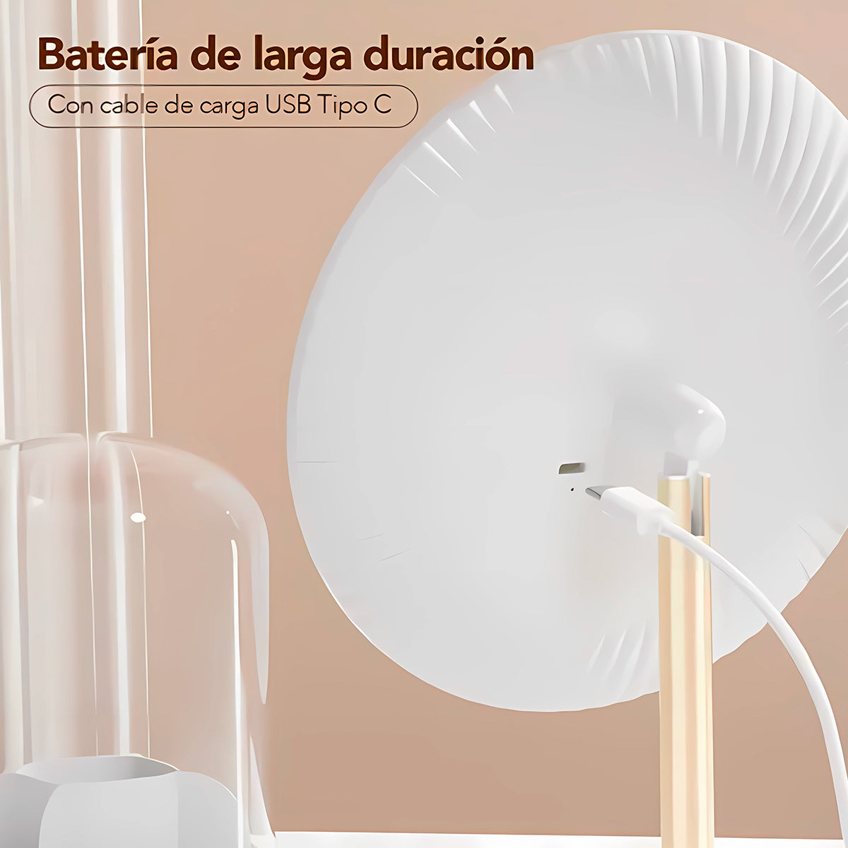 Espejo LED con Organizador Giratorio de Maquillaje