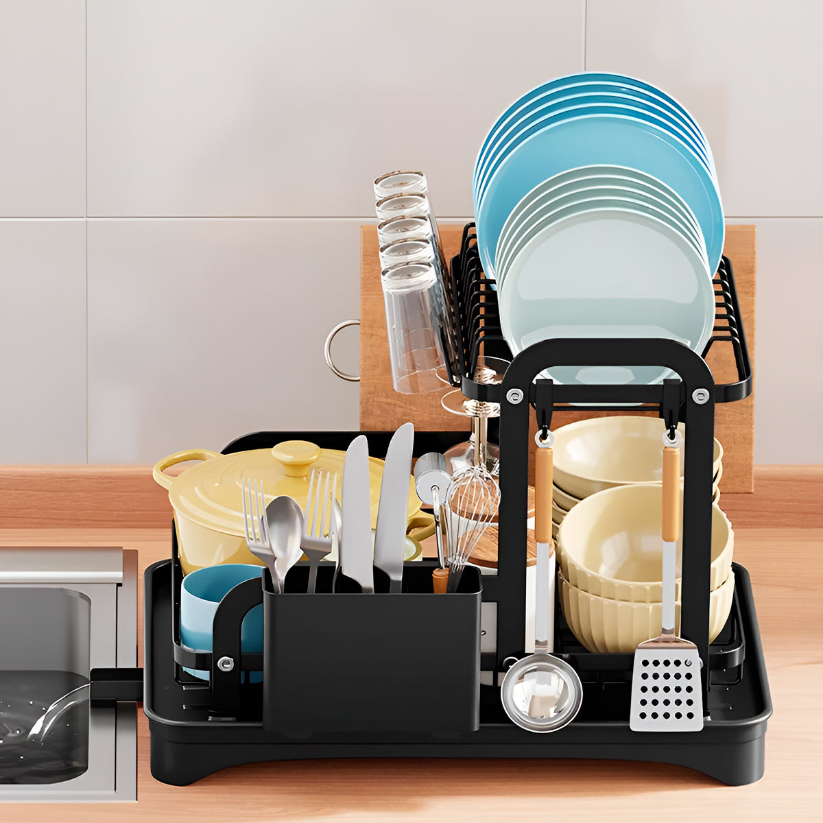 Escurridor de platos de 2 niveles black