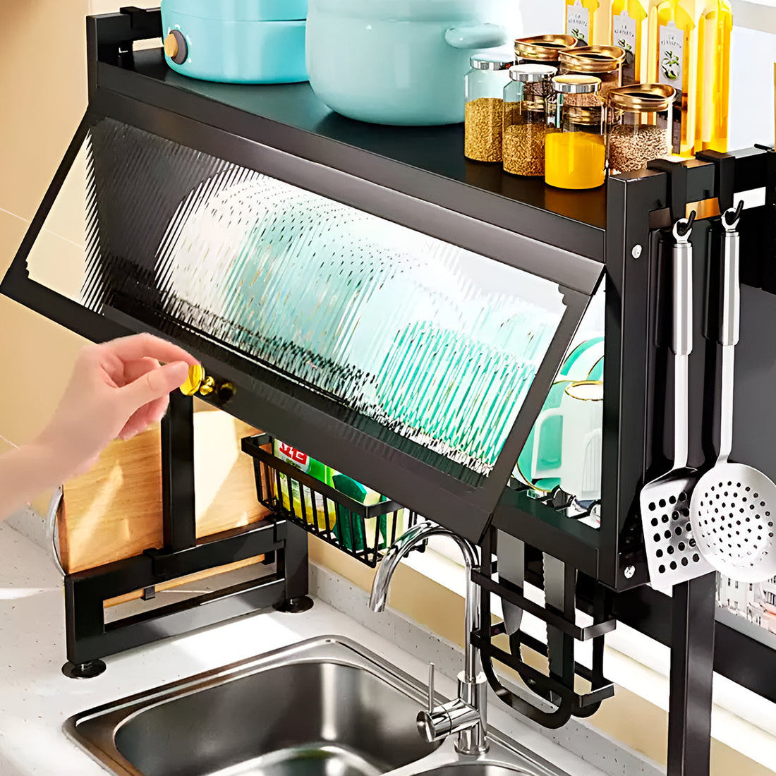 Escurridor Organizador de platos 2 nivel con tapa 85 cm