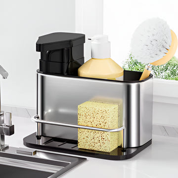 Dispensador plateado mate jabón liquido multifuncional