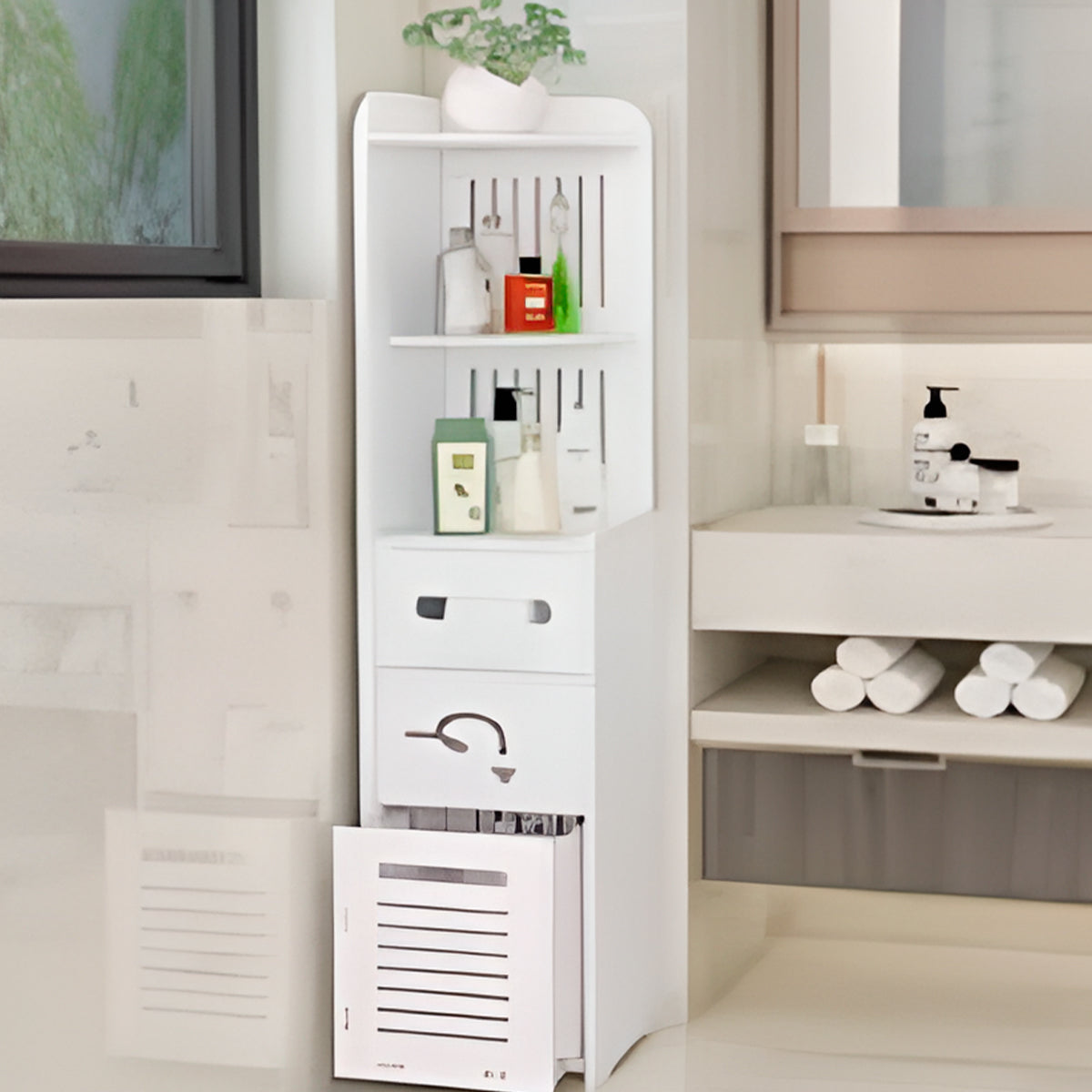 Armario de baño con dispensador de papel