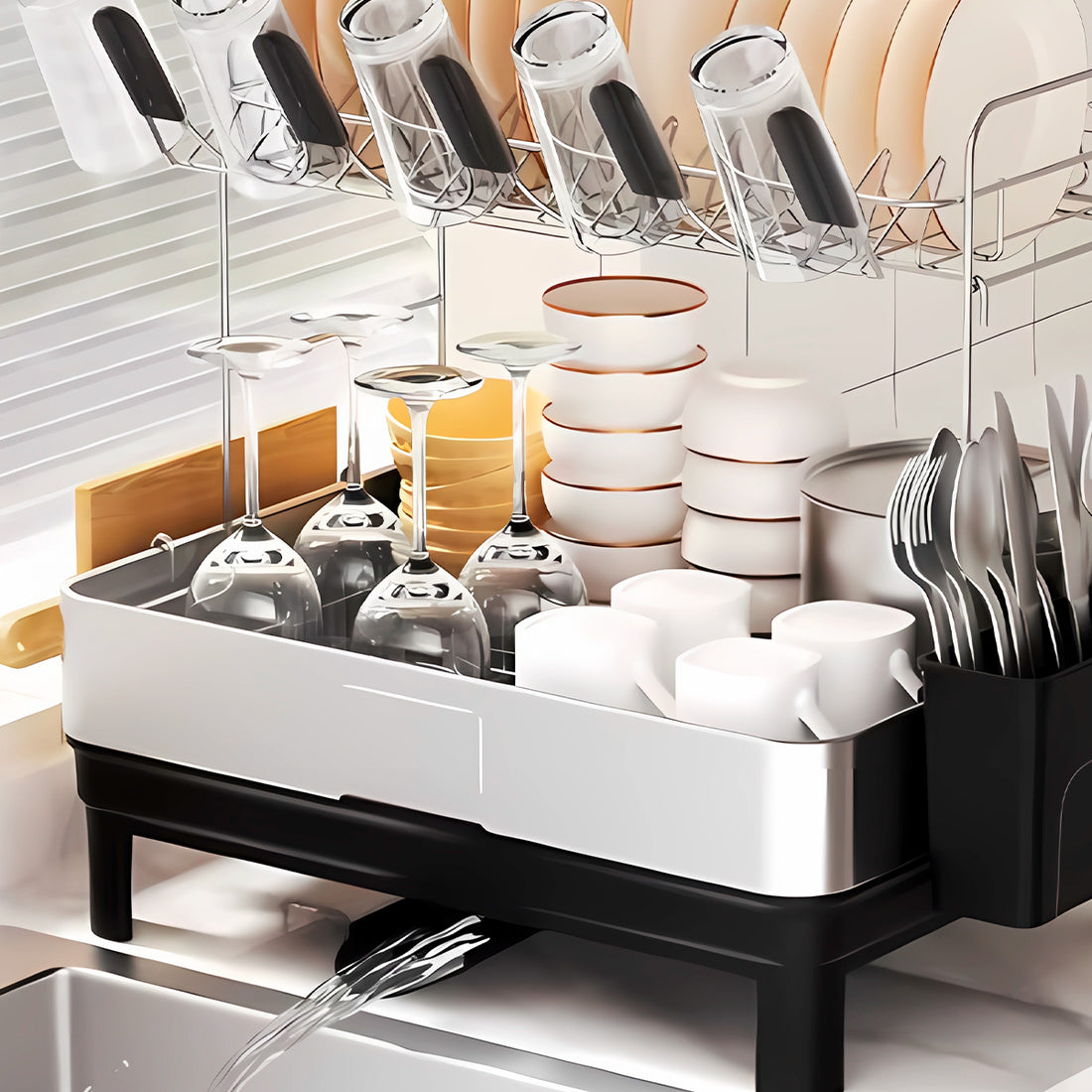 Escurridor de platos Haus roland con drenaje